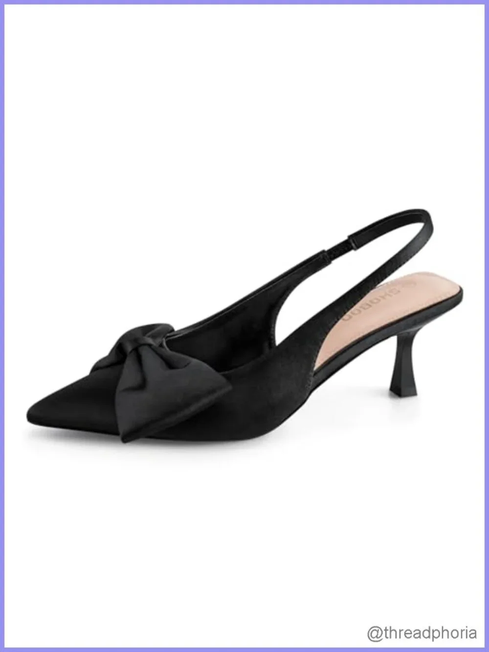 Women's Bow Slingback Heels Pointed Toe Kitten Pumps Dress Shoes with Elastic